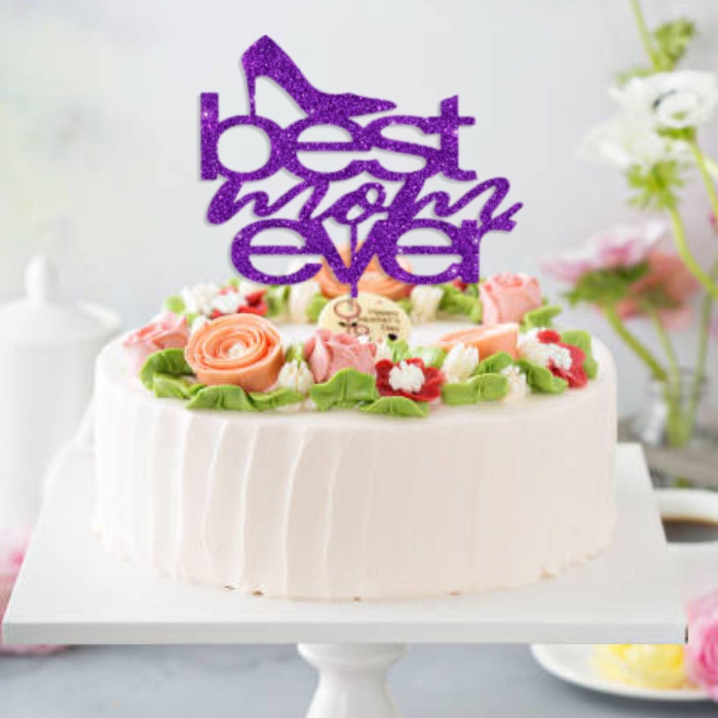 MOTHERS DAY Best Mother Ever Cake Topper Glitter Cardstock Party Decoration Toppers, Happy Birthday Mom Cake Topper, Mom Cake Topper, Mom Birthday Gifts