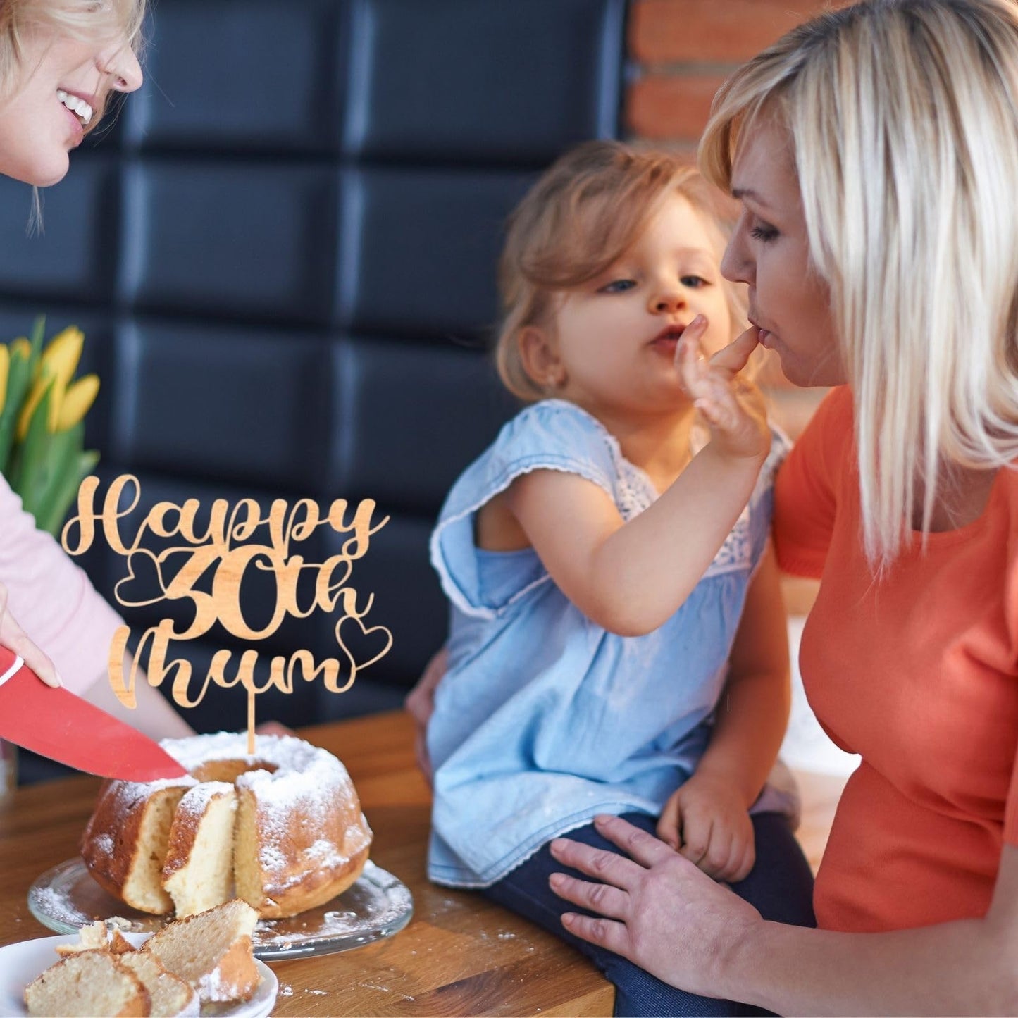 Custom Wooden Cake Topper - Happy 30th Birthday Mum Personalised With any Name and Age by DISPLAY AND WONDER