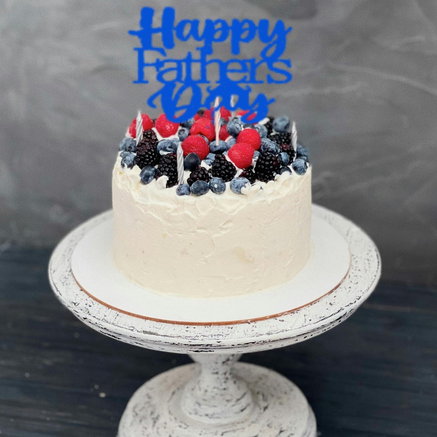 Happy Fathers Day Cake Topper Glitter Cardstock Toppers - (Happy Fathers Day TRANQUILLITY BLUE 4)