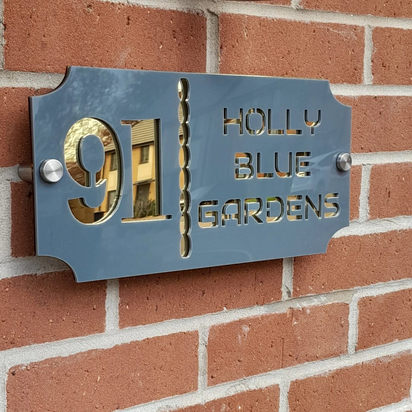 Contemporary Floating Acrylic House Sign – Custom Door Number Plaque by DISPLAY & WONDER Size: 12 x 5.6 inches (30.48cm x 14.22cm)