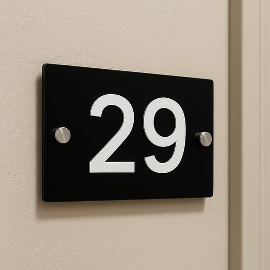 Contemporary Floating Acrylic House Sign – Custom Door Number Plaque by DISPLAY & WONDER Size: 12 x 5.6 inches (30.48cm x 14.22cm)