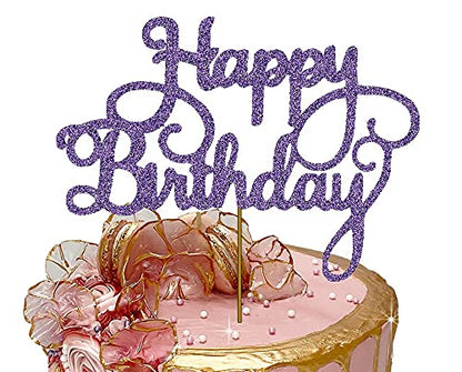 Happy Birthday Cake Topper Glitter Cardstock Toppers - Birthday Decor