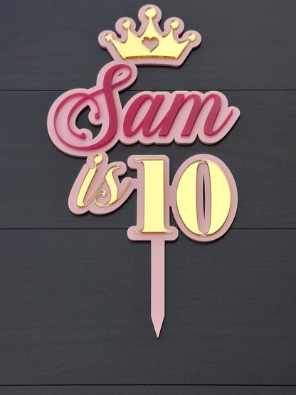 Personalised Double Layer Acrylic Cake Topper | Custom Name & Age | Birthday Party Decoration | DISPLAY & WONDER UK