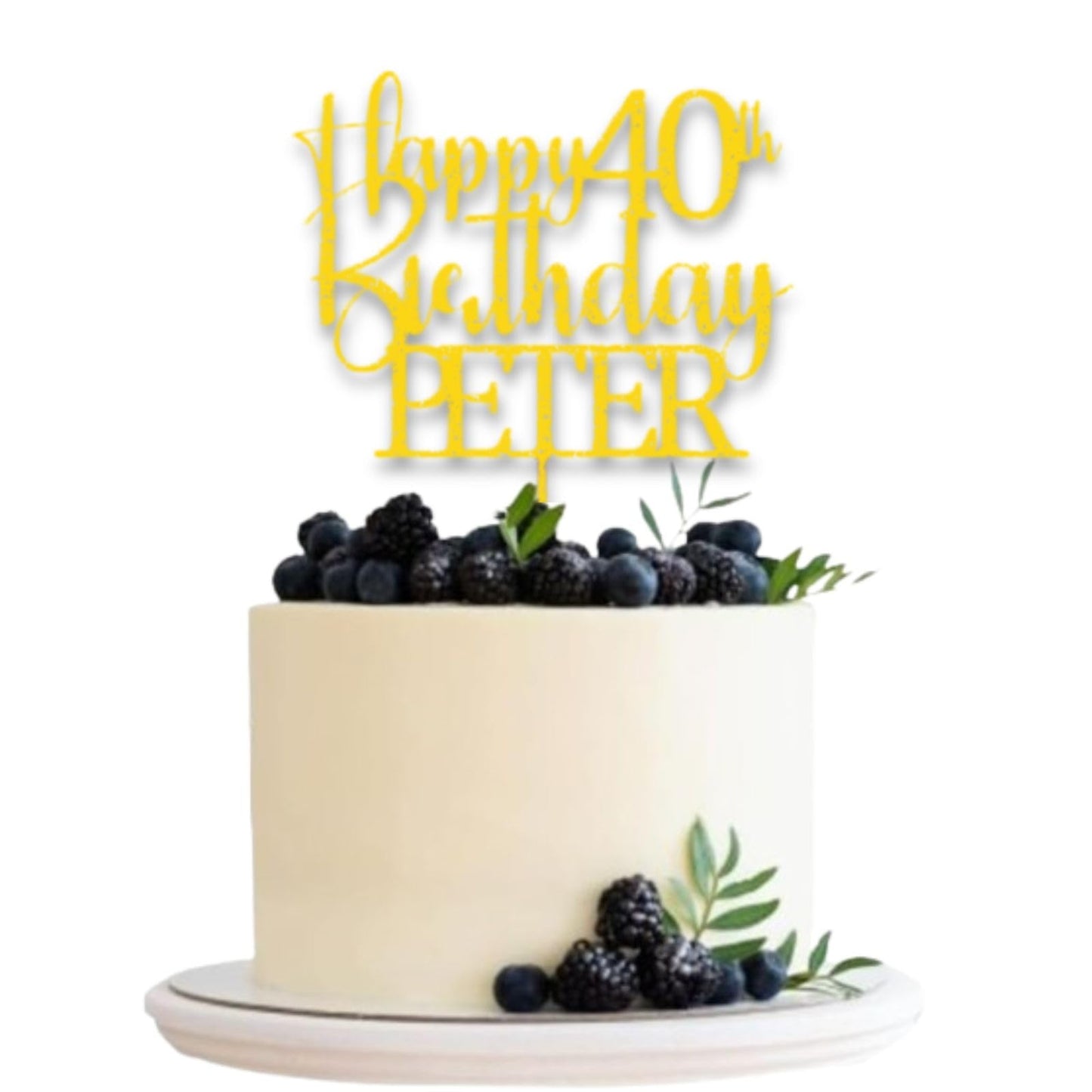 Personalised Happy 40th Birthday Glitter Card Cake Topper by DISPLAY AND WONDER – Custom Age & Name – Birthday Cardstock Toppers – Milestone Birthday Cake Decoration 18th 21st 30th 40th 50th 60th Cake topper