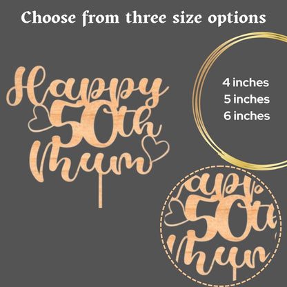 Custom Wooden Cake Topper - Happy Birthday Mum Personalised with any Name and age by DISPLAY AND WONDER