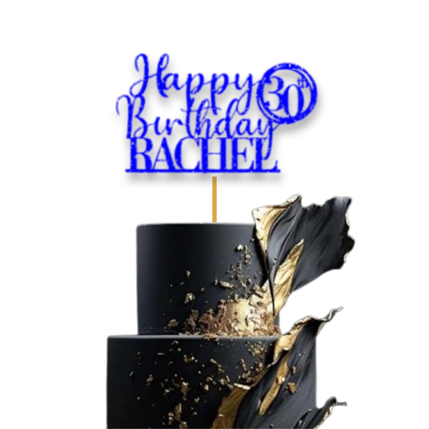 Personalised Happy 30th Birthday Glitter Card Cake Topper by DISPLAY AND WONDER – Custom Age & Name – Birthday Cardstock Toppers – Milestone Birthday Cake Decoration