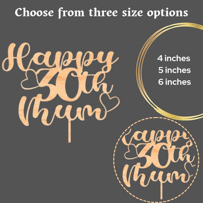 Custom Wooden Cake Topper - Happy Birthday Mum Personalised with any Name and age by DISPLAY AND WONDER