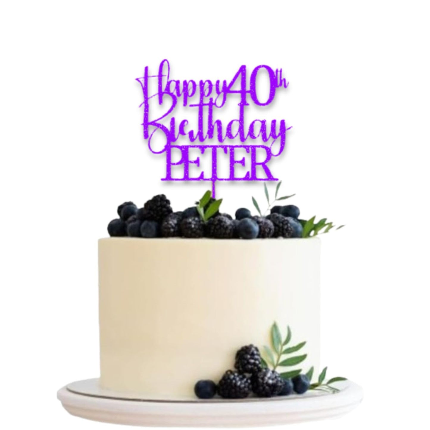Personalised Happy 40th Birthday Glitter Card Cake Topper by DISPLAY AND WONDER – Custom Age & Name – Birthday Cardstock Toppers – Milestone Birthday Cake Decoration 18th 21st 30th 40th 50th 60th Cake topper