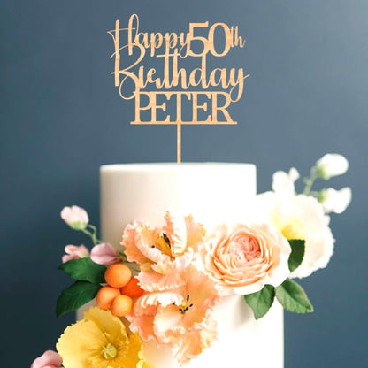 Happy Birthday Cake Topper with Name – Personalized Birthday Cake Topper by DISPLAY & WONDER