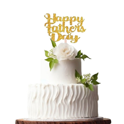 Happy Fathers Day Cake Topper Glitter Cardstock Toppers -