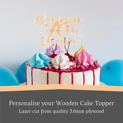 Custom Wooden Cake Topper - Happy Birthday Mum Personalised with any Name and age by DISPLAY AND WONDER
