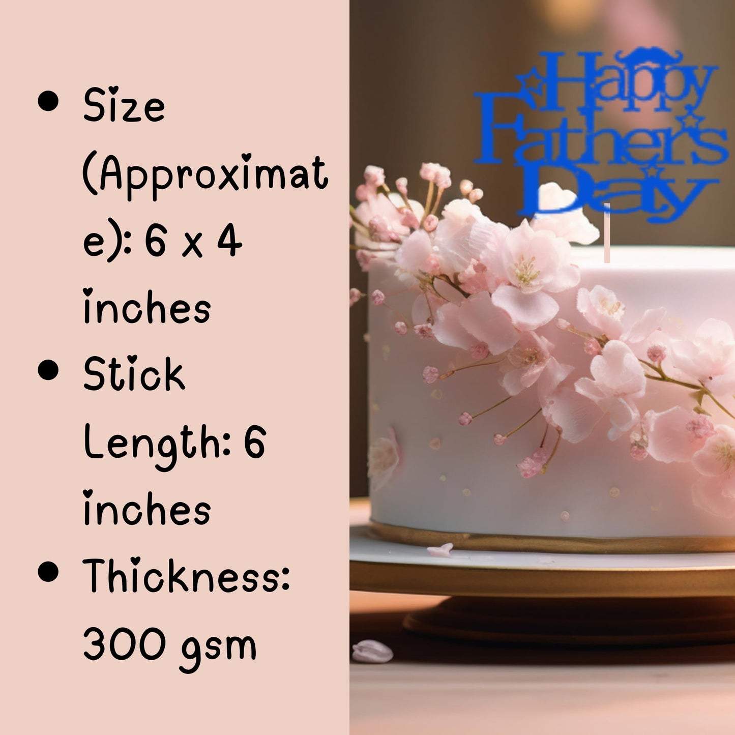 Happy Fathers Day Cake Topper Glitter Cardstock Toppers -