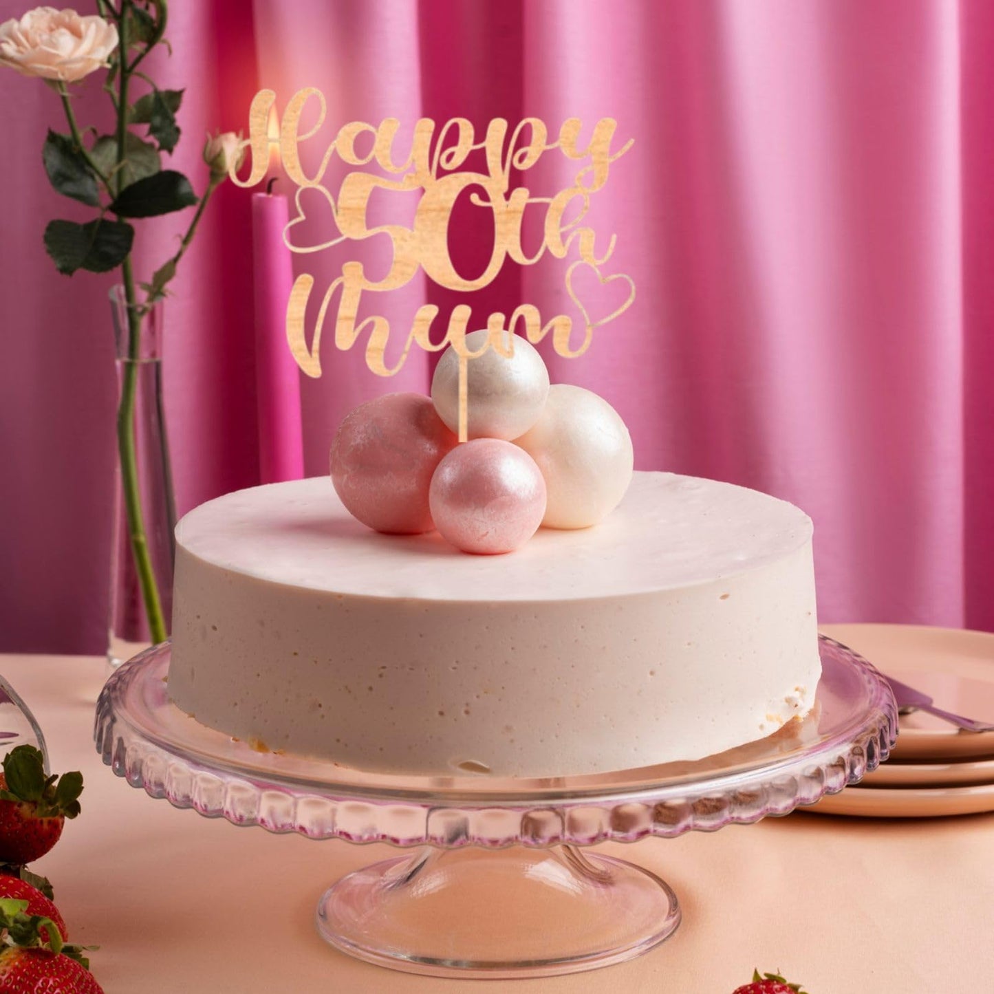Custom Wooden Cake Topper - Happy 30th Birthday Mum Personalised With any Name and Age by DISPLAY AND WONDER
