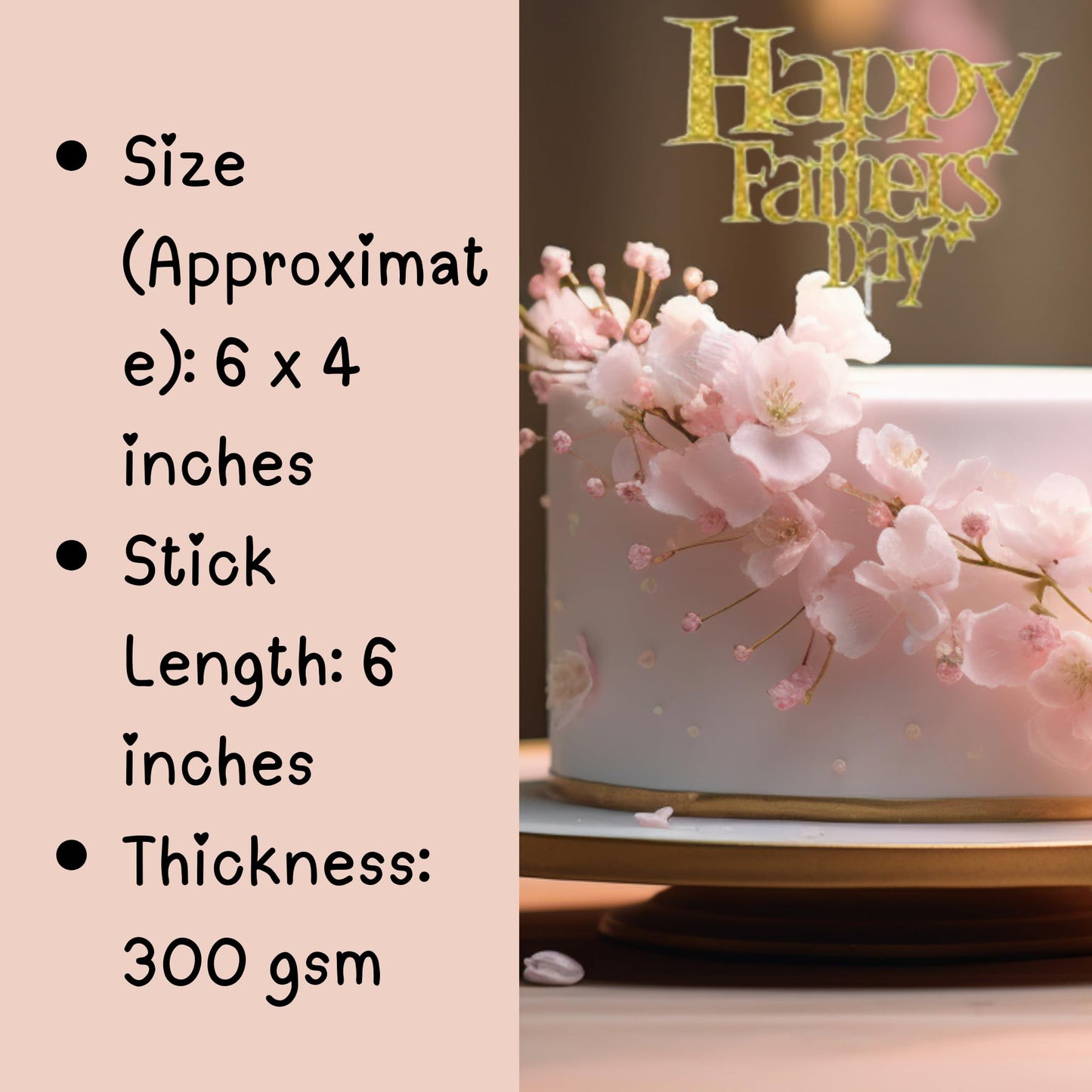 Happy Fathers Day Cake Topper Glitter Cardstock Toppers -