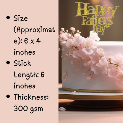 Happy Fathers Day Cake Topper Glitter Cardstock Toppers - (Happy Fathers Day GOLD 5)