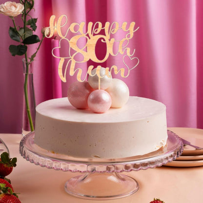 Custom Wooden Cake Topper - Happy Birthday Mum Personalised with any Name and age by DISPLAY AND WONDER