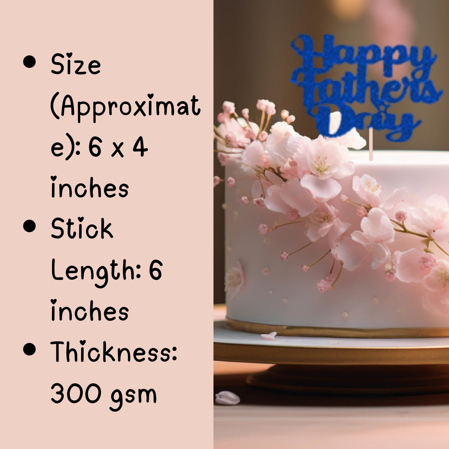 Happy Fathers Day Cake Topper Glitter Cardstock Toppers -