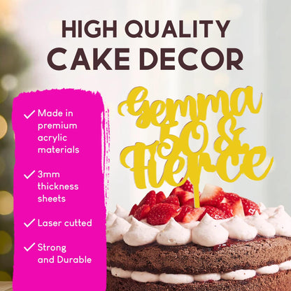 Acrylic Custom Cake Topper | Personalised Cake Toppers | Happy Birthday | Wedding Decoration Table Centre Piece Party Decoration | Strong 3mm Acrylic | Custom Cake Acrylic Topper by Display and Wonder