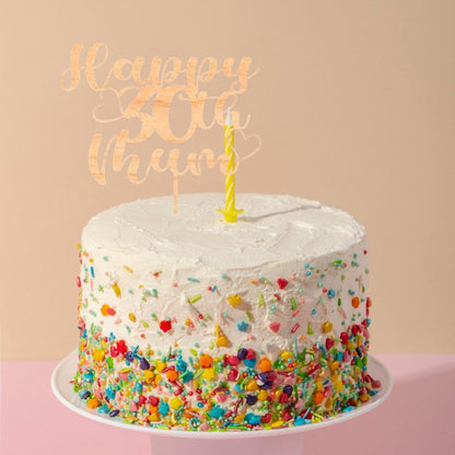 Custom Wooden Cake Topper - Happy Birthday Mum Personalised with any Name and age by DISPLAY AND WONDER