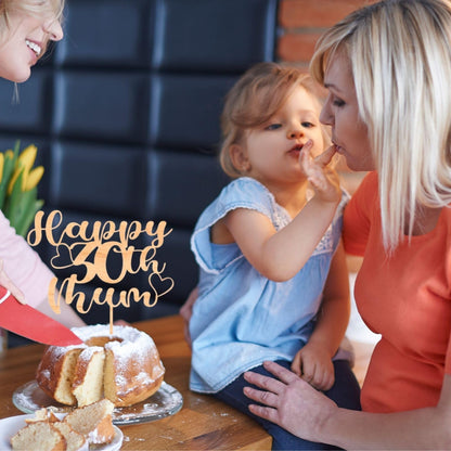 Custom Wooden Cake Topper - Happy Birthday Mum Personalised with any Name and age by DISPLAY AND WONDER