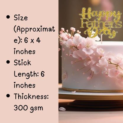 Happy Fathers Day Cake Topper Glitter Cardstock Toppers -