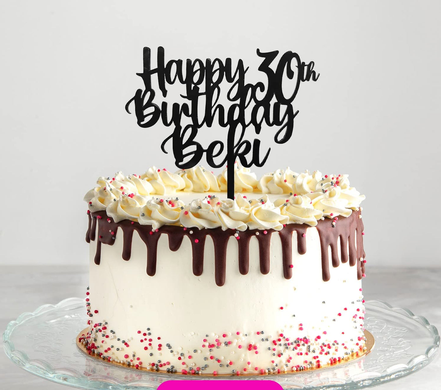 Acrylic Custom Cake Topper | Personalised Cake Toppers | Happy Birthday | Wedding Decoration Table Centre Piece Party Decoration | Strong 3mm Acrylic | Custom Cake Acrylic Topper by Display and Wonder