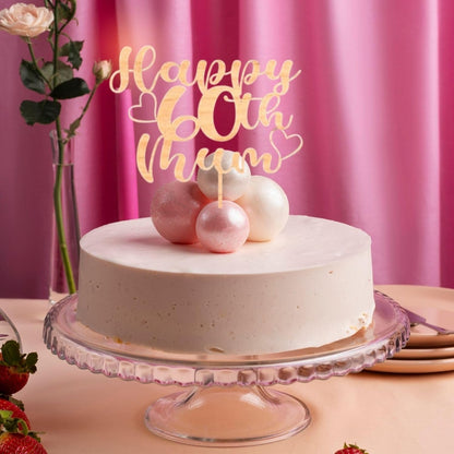 Custom Wooden Cake Topper - Happy Birthday Mum Personalised with any Name and age by DISPLAY AND WONDER