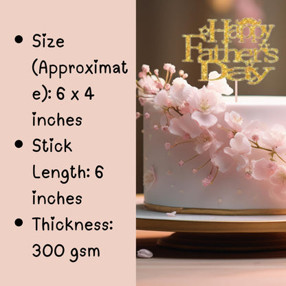 Happy Fathers Day Cake Topper Glitter Cardstock Toppers -