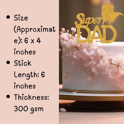 Happy Fathers Day Cake Topper Glitter Cardstock Toppers -