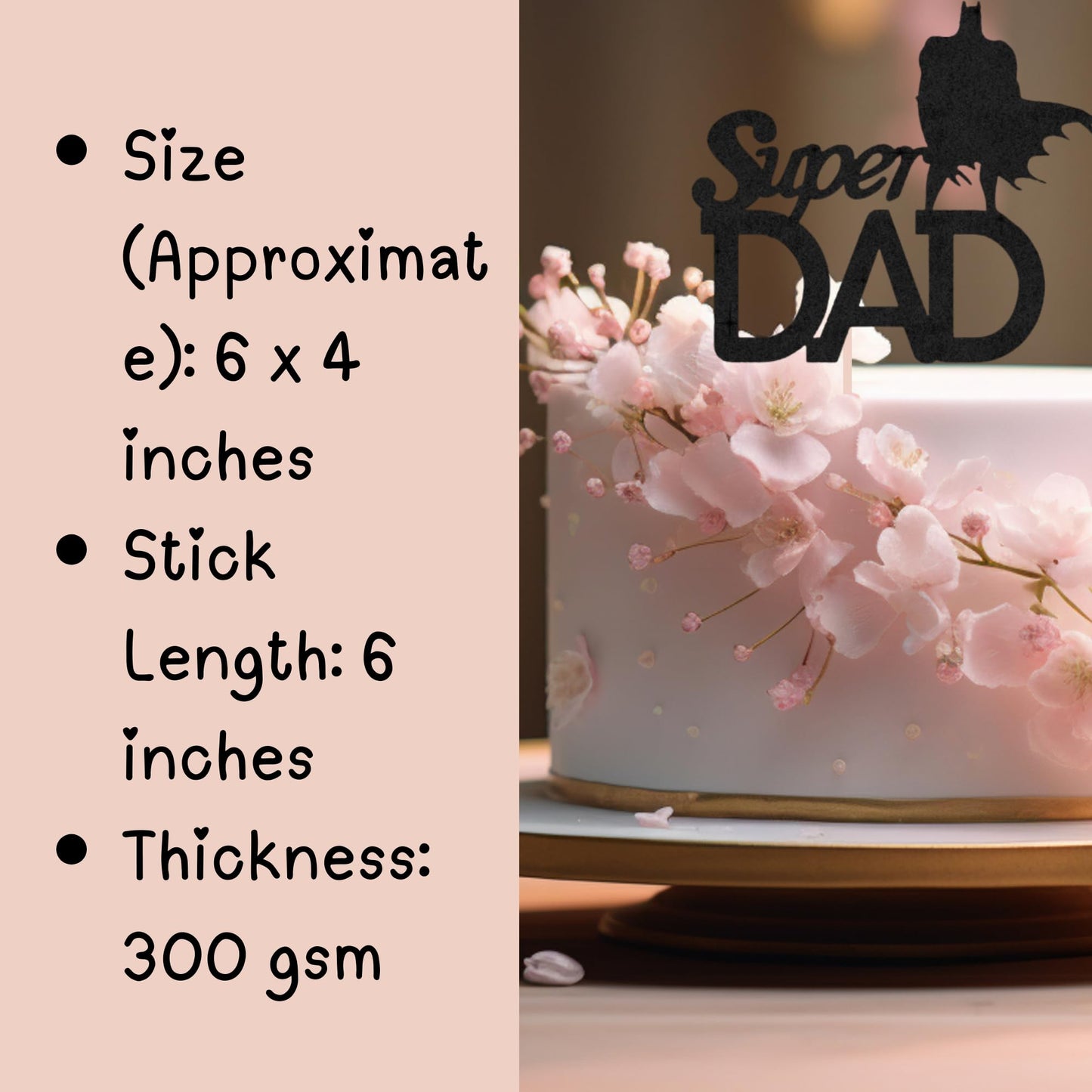 Happy Fathers Day Cake Topper Glitter Cardstock Toppers -