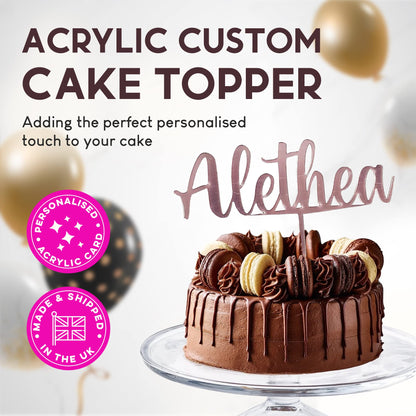 Acrylic Custom Cake Topper | Personalised Cake Toppers | Happy Birthday | Wedding Decoration Table Centre Piece Party Decoration | Strong 3mm Acrylic | Custom Cake Acrylic Topper by Display and Wonder