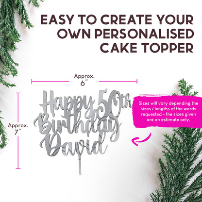 Acrylic Custom Cake Topper | Personalised Cake Toppers | Happy Birthday | Wedding Decoration Table Centre Piece Party Decoration | Strong 3mm Acrylic | Custom Cake Acrylic Topper by Display and Wonder