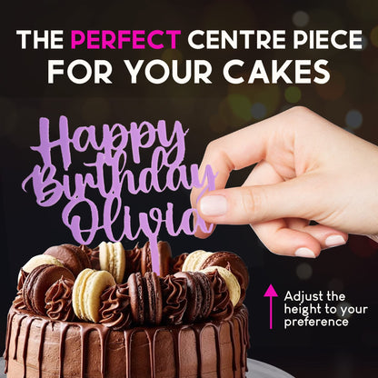Acrylic Custom Cake Topper | Personalised Cake Toppers | Happy Birthday | Wedding Decoration Table Centre Piece Party Decoration | Strong 3mm Acrylic | Custom Cake Acrylic Topper by Display and Wonder