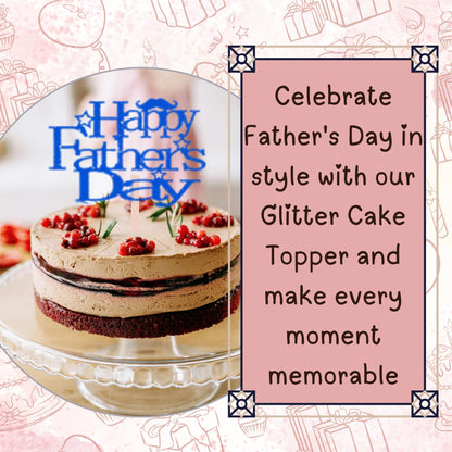 Happy Fathers Day Cake Topper Glitter Cardstock Toppers -