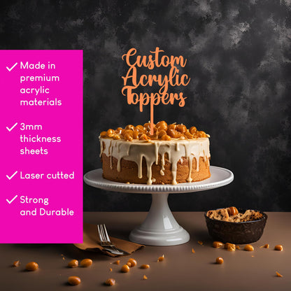 Acrylic Custom Cake Topper | Personalised Cake Toppers | Happy Birthday | Wedding Decoration Table Centre Piece Party Decoration | Strong 3mm Acrylic | Custom Cake Acrylic Topper by Display and Wonder