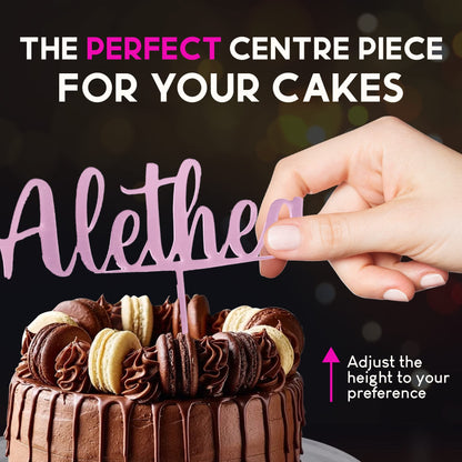 Acrylic Custom Cake Topper | Personalised Cake Toppers | Happy Birthday | Wedding Decoration Table Centre Piece Party Decoration | Strong 3mm Acrylic | Custom Cake Acrylic Topper by Display and Wonder