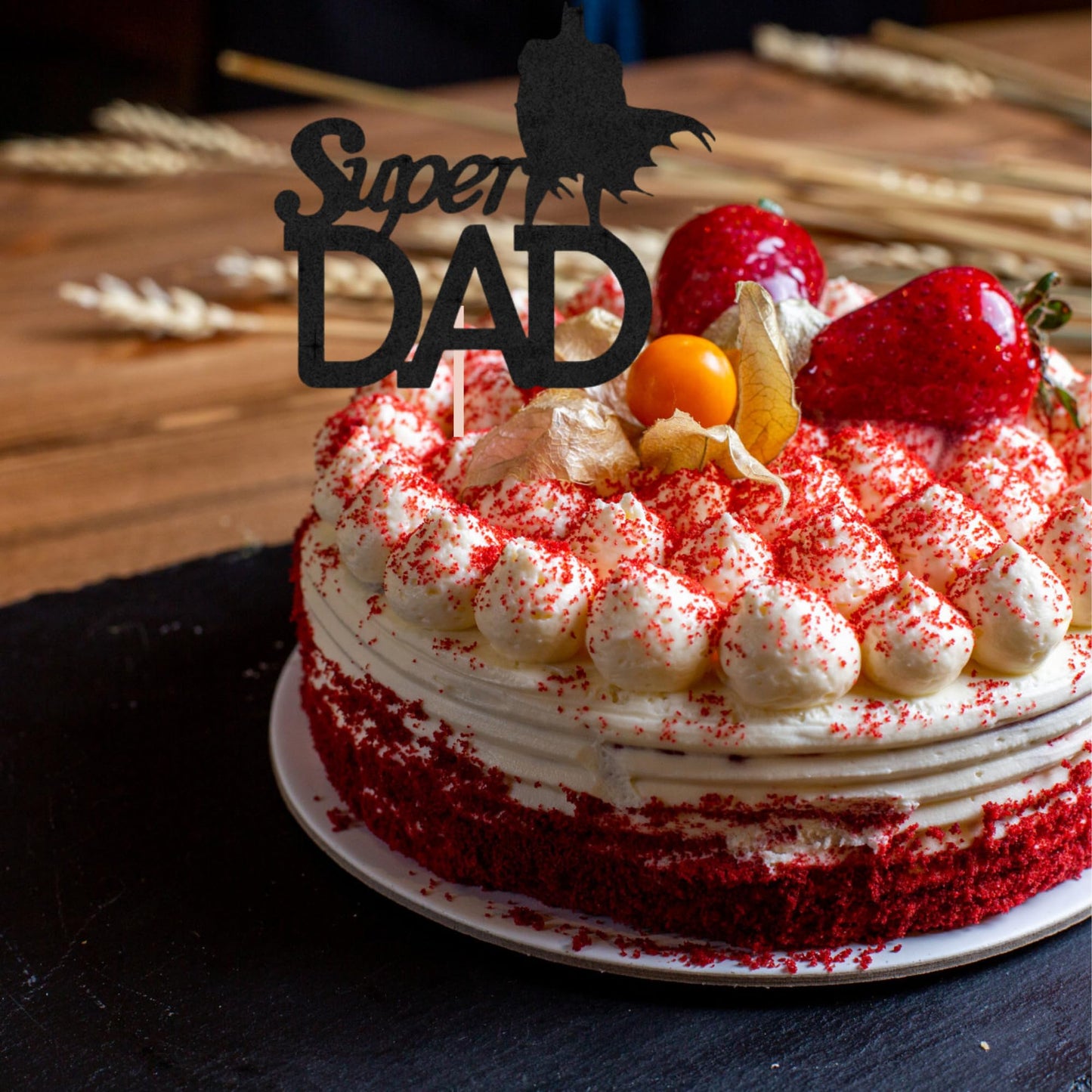 Happy Fathers Day Cake Topper Glitter Cardstock Toppers -