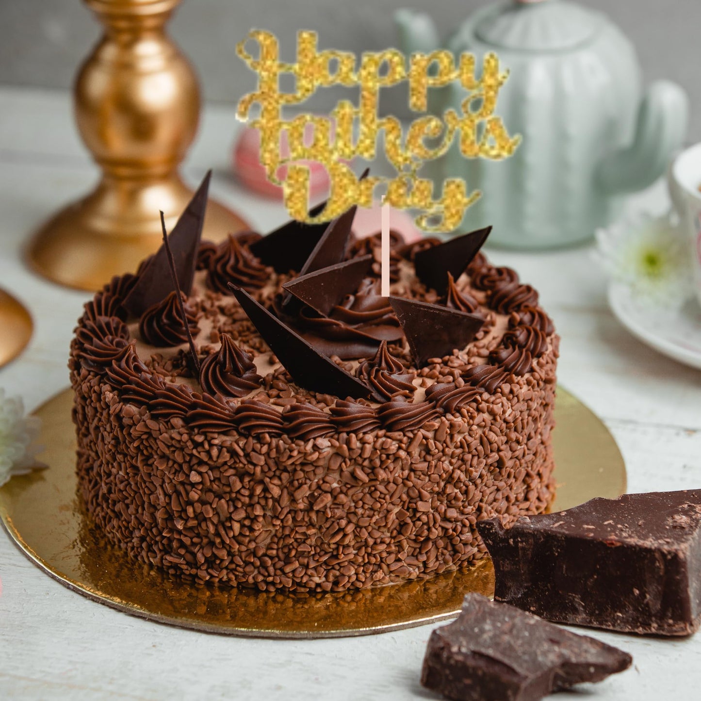 Happy Fathers Day Cake Topper Glitter Cardstock Toppers -