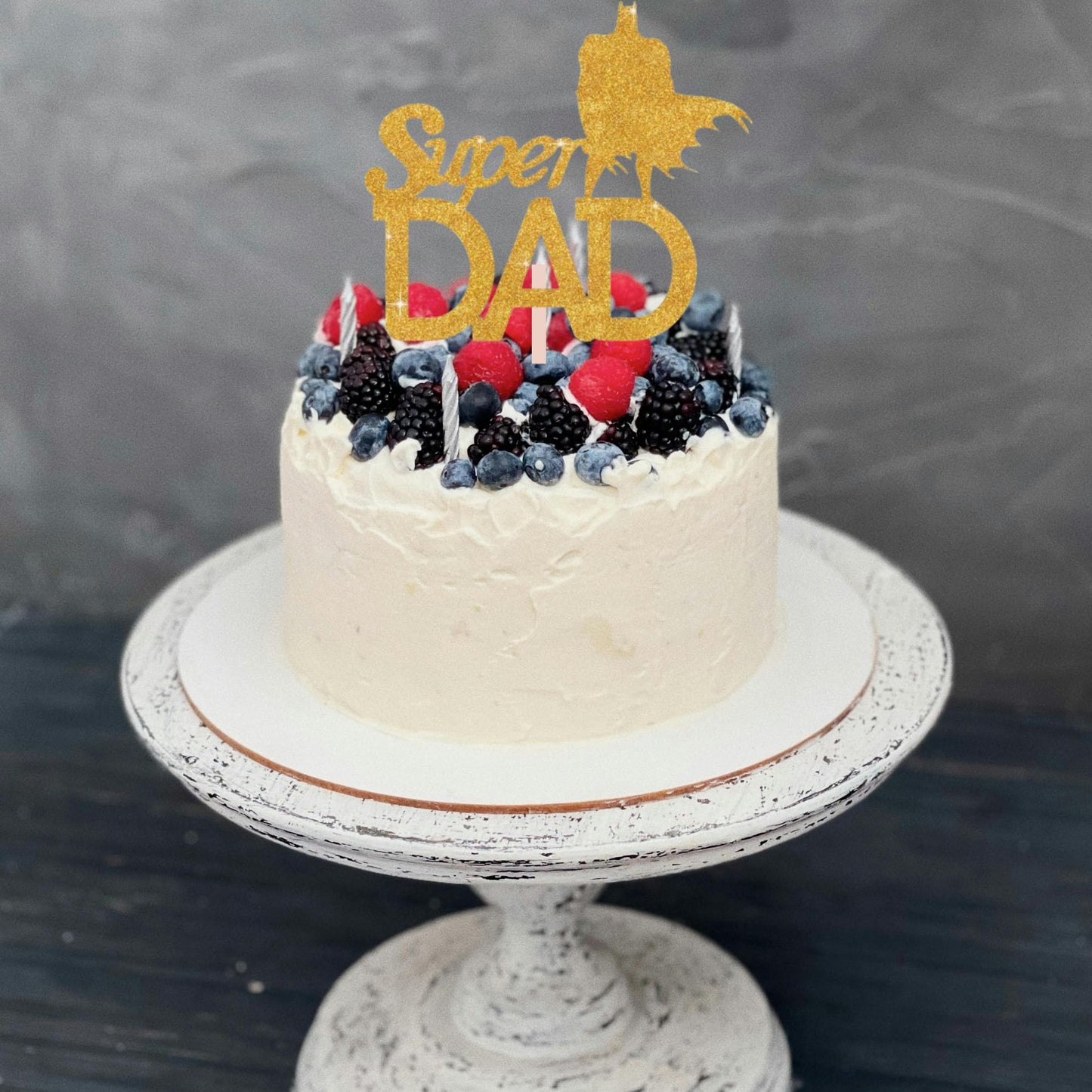 Happy Fathers Day Cake Topper Glitter Cardstock Toppers -