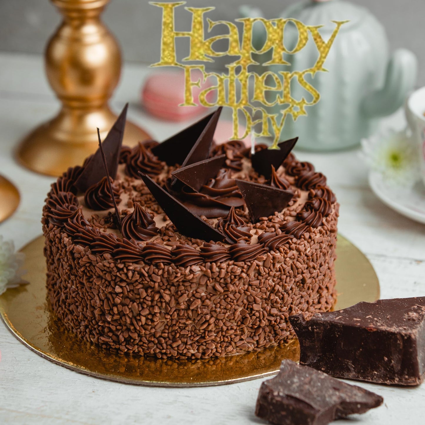 Happy Fathers Day Cake Topper Glitter Cardstock Toppers - (Happy Fathers Day GOLD 5)