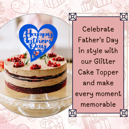 Happy Fathers Day Cake Topper Glitter Cardstock Toppers -
