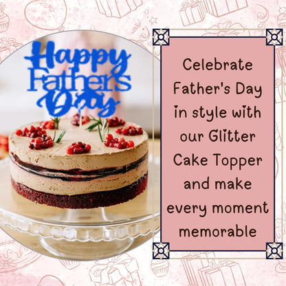 Happy Fathers Day Cake Topper Glitter Cardstock Toppers - (Happy Fathers Day TRANQUILLITY BLUE 4)