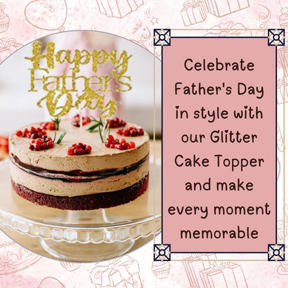 Happy Fathers Day Cake Topper Glitter Cardstock Toppers - (Happy Fathers Day GOLD 4)