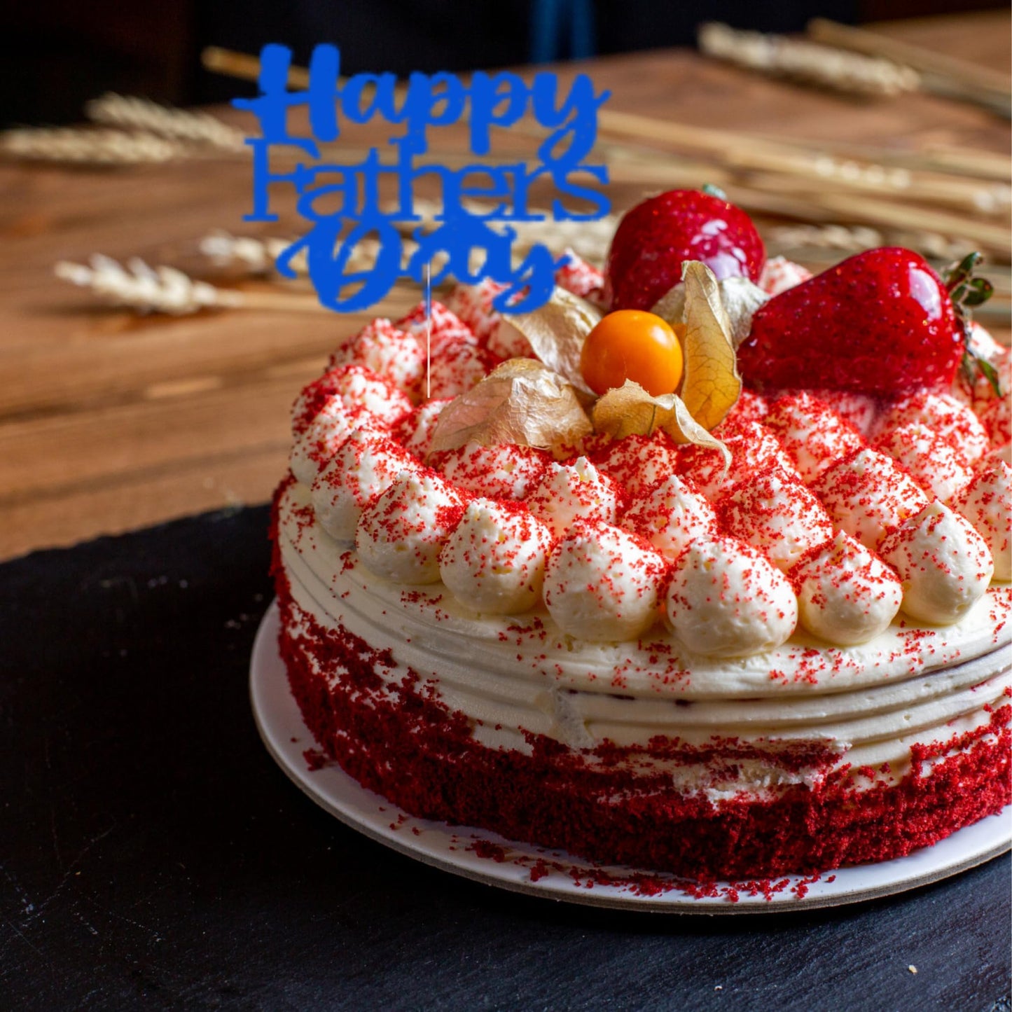 Happy Fathers Day Cake Topper Glitter Cardstock Toppers - (Happy Fathers Day TRANQUILLITY BLUE 4)