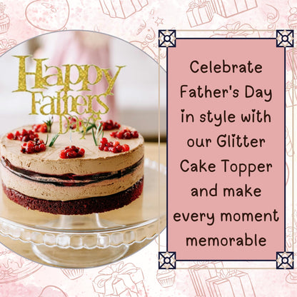Happy Fathers Day Cake Topper Glitter Cardstock Toppers - (Happy Fathers Day GOLD 5)