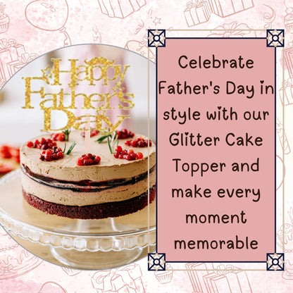 Happy Fathers Day Cake Topper Glitter Cardstock Toppers - (Happy Fathers Day GOLD 1)