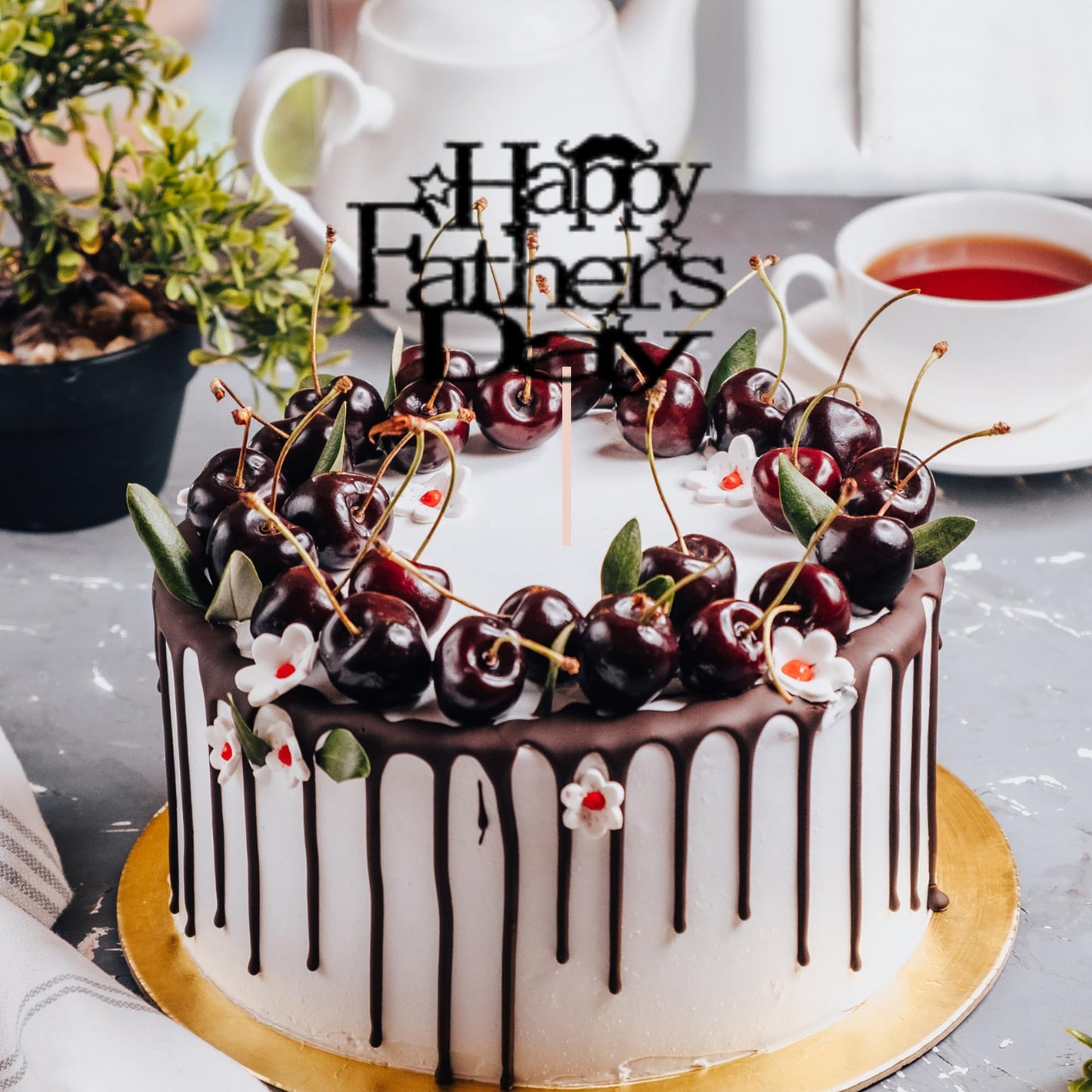 Happy Fathers Day Cake Topper Glitter Cardstock Toppers -