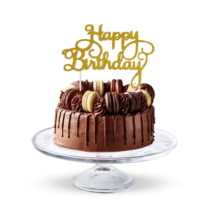 Happy Birthday Cake Topper Glitter Cardstock Toppers - Birthday Decor