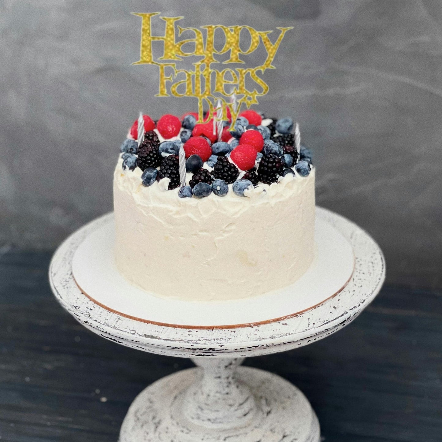 Happy Fathers Day Cake Topper Glitter Cardstock Toppers - (Happy Fathers Day GOLD 5)