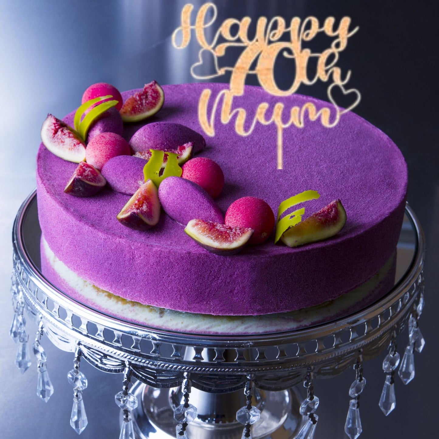 Custom Happy 70th Mum Wooden Cake Topper - Personalised withany Name and age by DISPLAY AND WONDER